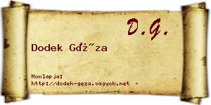 Dodek Géza névjegykártya